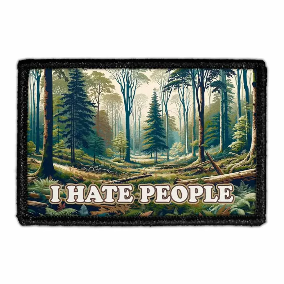 Pull Patch I Hate People Forest patch med velcro grøn