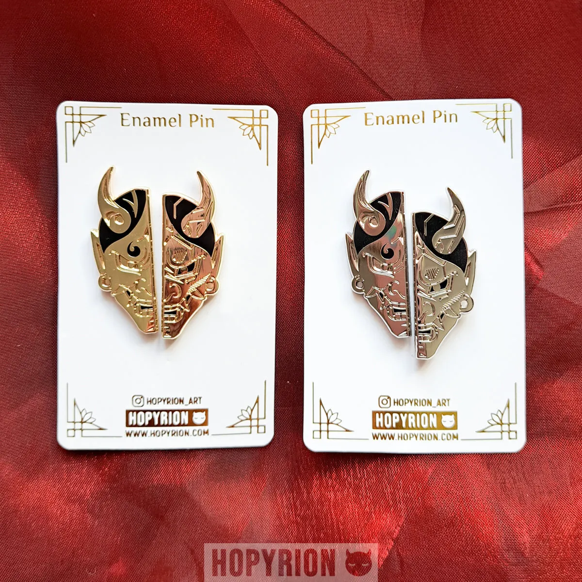 Hopyrion Cyber Hannya emaljepin guld 5 cm