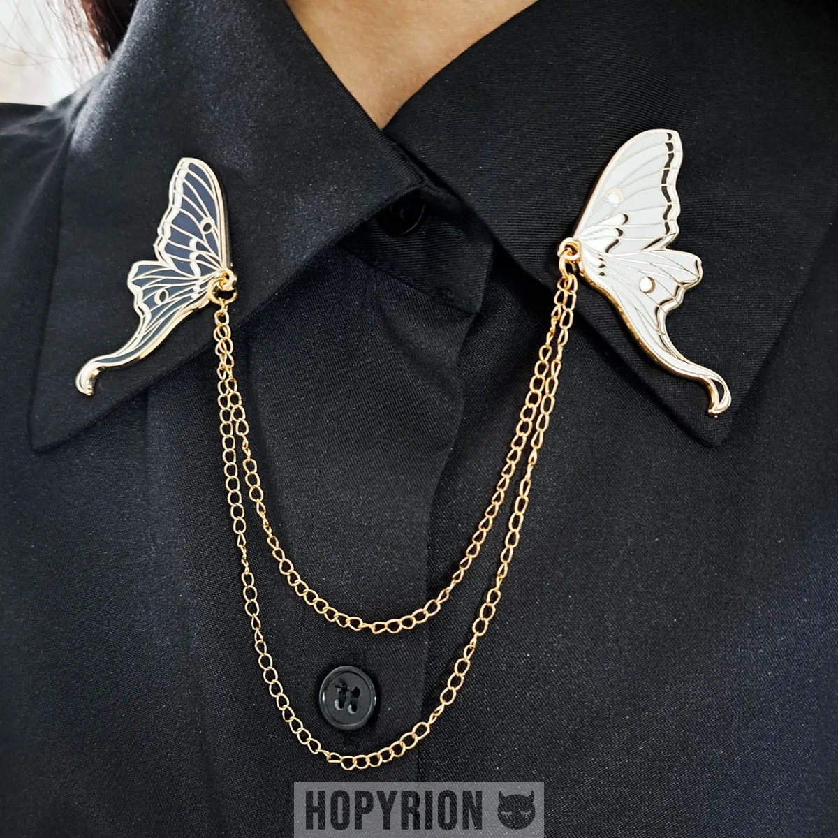 Hopyrion Moth Wings kravepin guld 5 cm