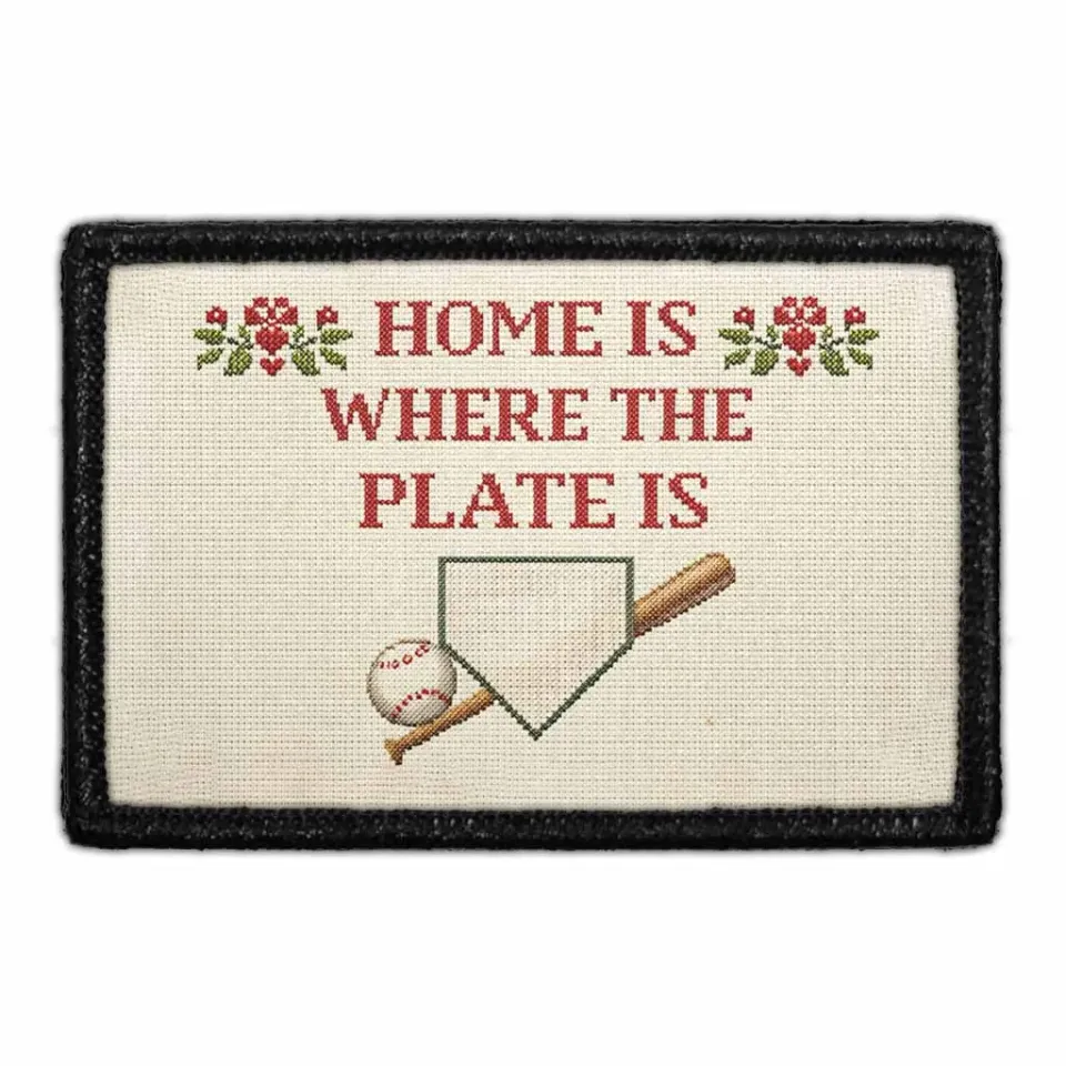 Pull Patch Home Is Where Plate patch baseball velcro