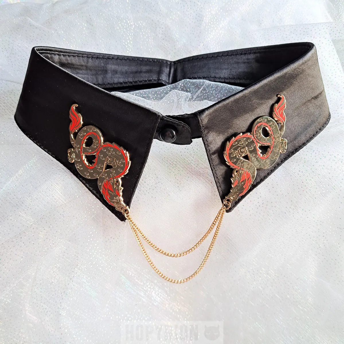 Hopyrion Twin Dragon chain pin guld 5 cm
