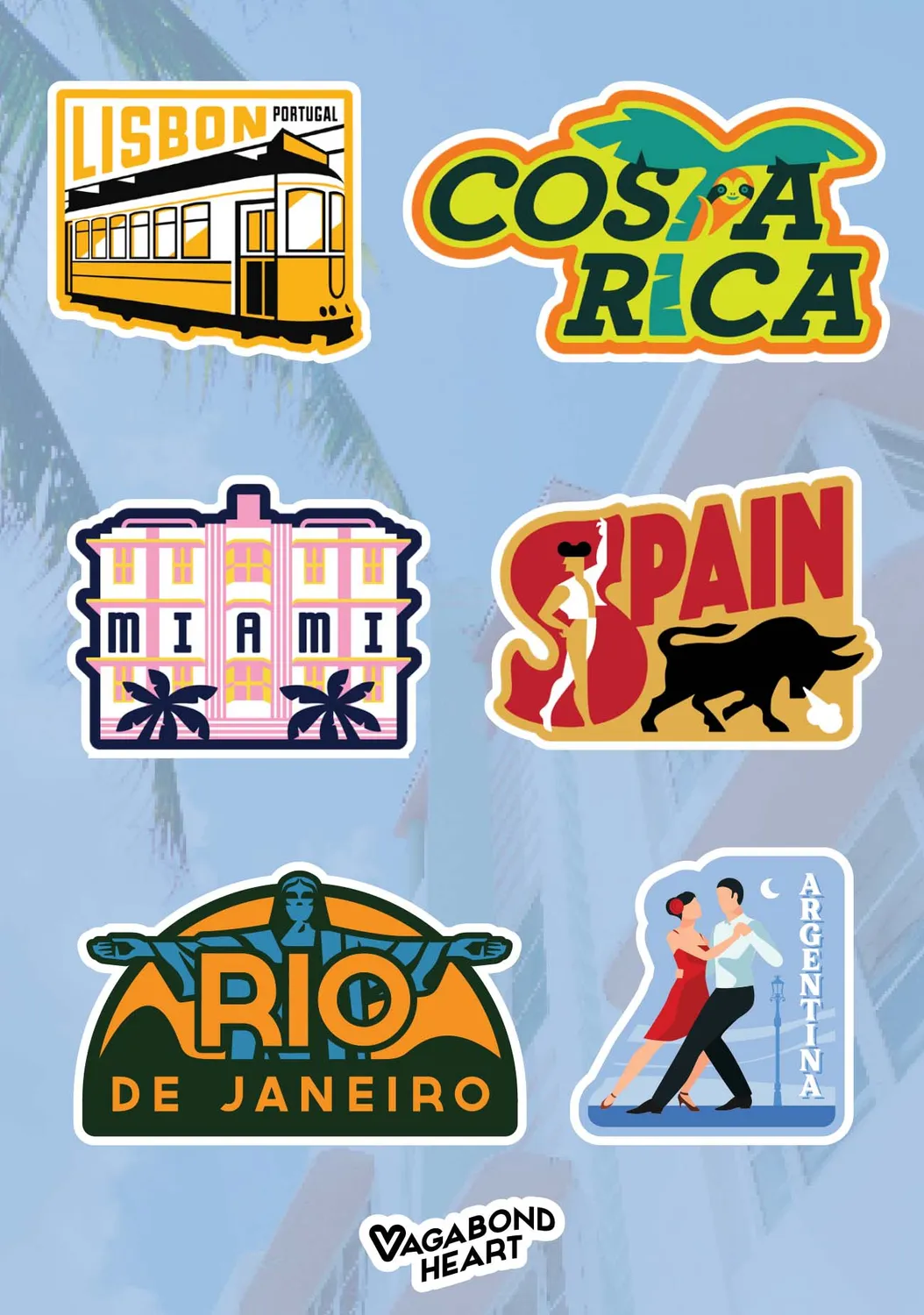 Vagabond Heart Mini Travel stickers 65 stk rejsesæt