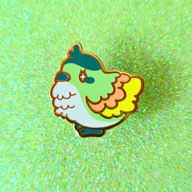 Appleminte Tropical Birb pin 25 mm guld emalje