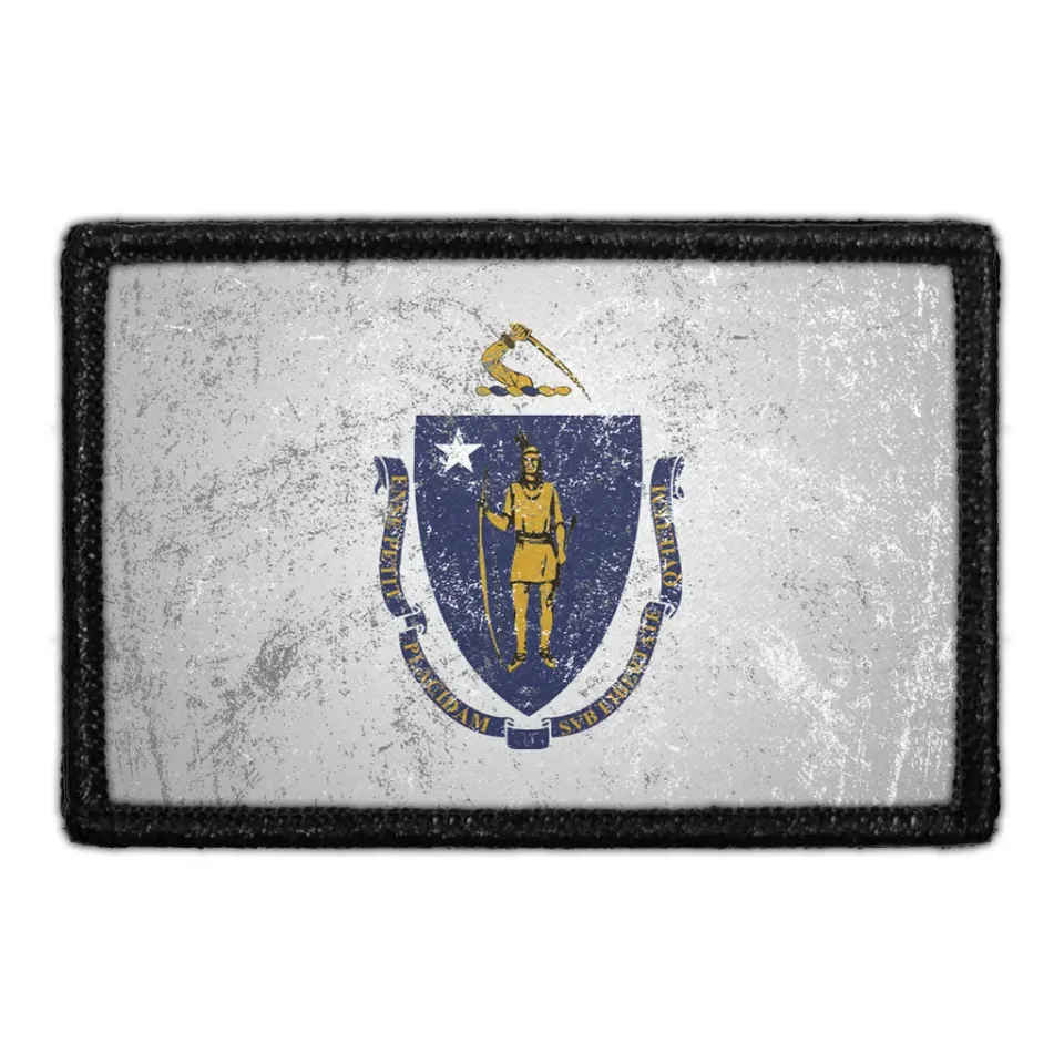 Pull Patch Massachusetts State Flag patch farvet distressed