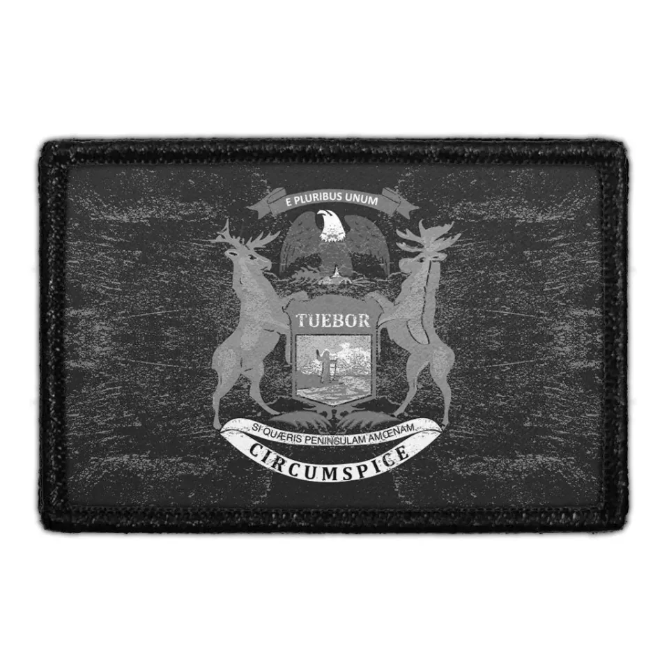 Pull Patch Michigan State Flag patch distressed sort-hvid