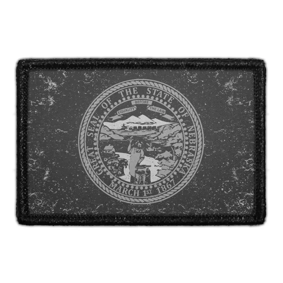 Pull Patch Nebraska flag patch sort-hvid distressed velcro
