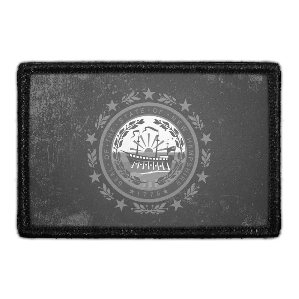 Pull Patch New Hampshire State Flag patch sort-hvid slidt