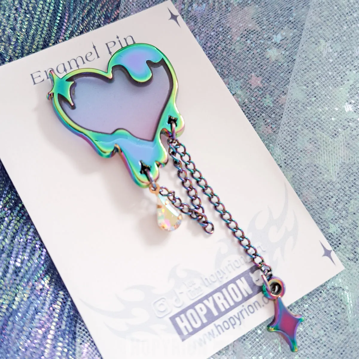 Hopyrion Melty Heart emaljepin lilla 5 cm