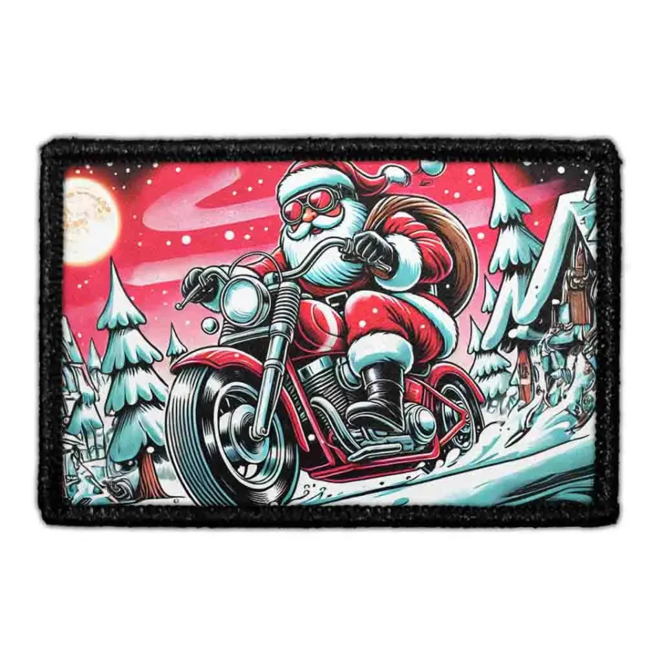Pull Patch Biker Santa patch med velcro – jul