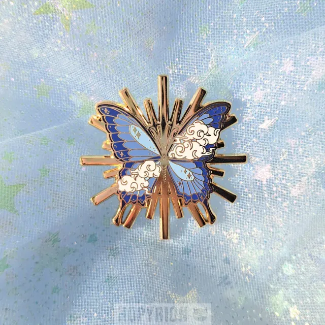 Hopyrion Sun Butterfly emaljepin guld 4 cm