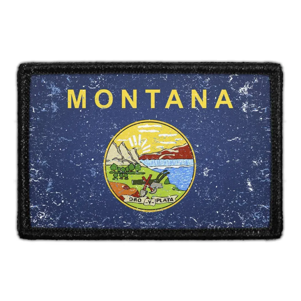 Pull Patch Montana flag patch farve distressed velcro