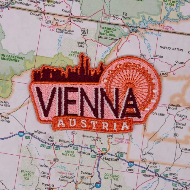 Vagabond Heart Vienna Austria strygemærke souvenir broderet