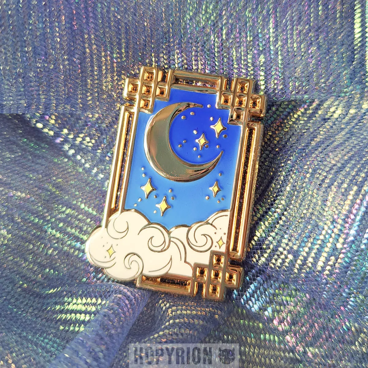 Hopyrion Moon Gaze emalje pin guld 4 cm