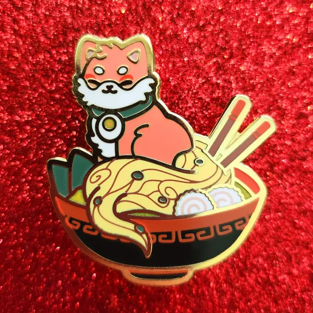 Appleminte Ramen Shiba emaljepin guld