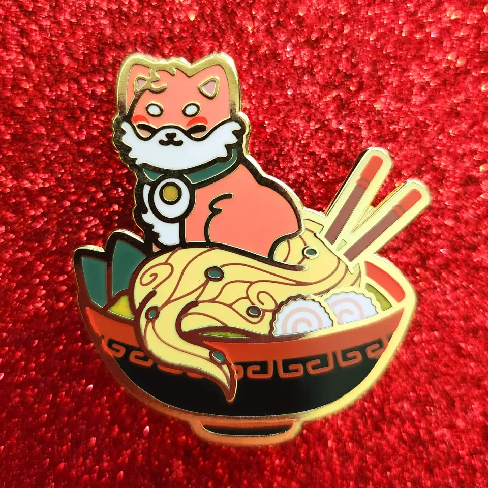 Appleminte Ramen Shiba emaljepin guld
