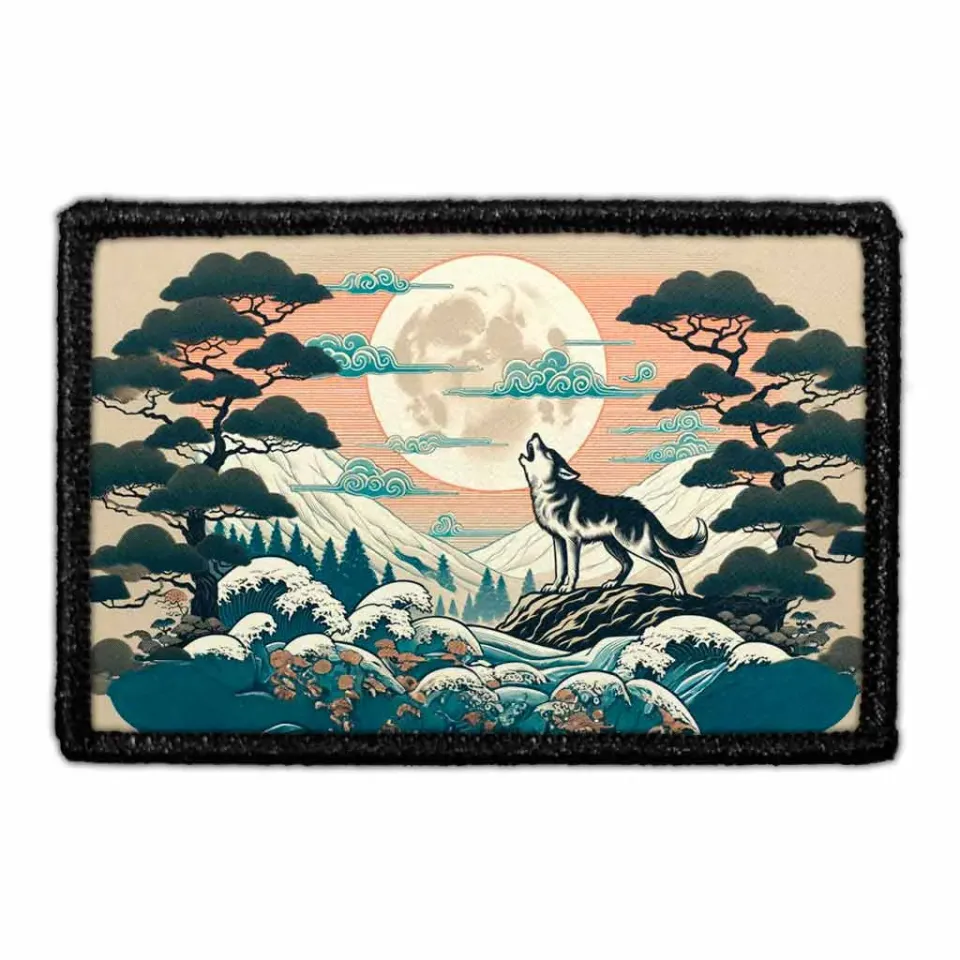 Pull Patch Japanese Wolf Howling patch ulv måne
