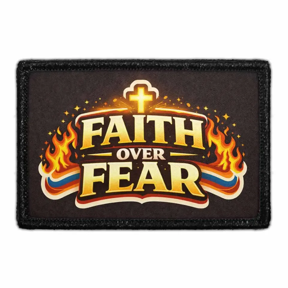 Pull Patch Faith Over Fear patch med velcro 3x2 kristen