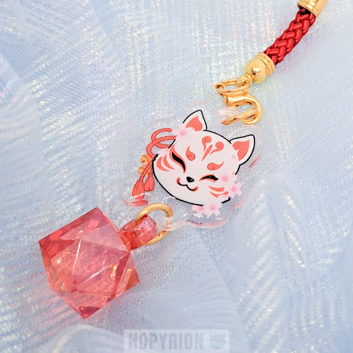 Hopyrion Kitsune Fox phone charm pink akryl