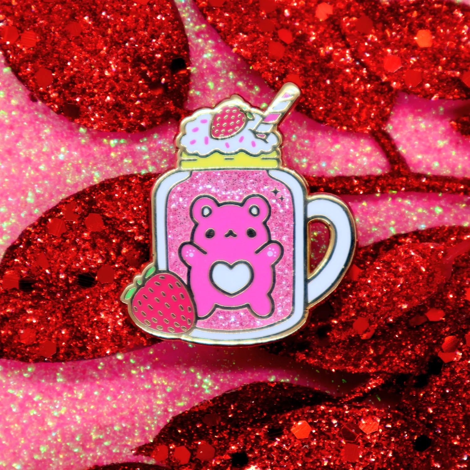 Appleminte Strawbeary Heart Milkshake pin glitter