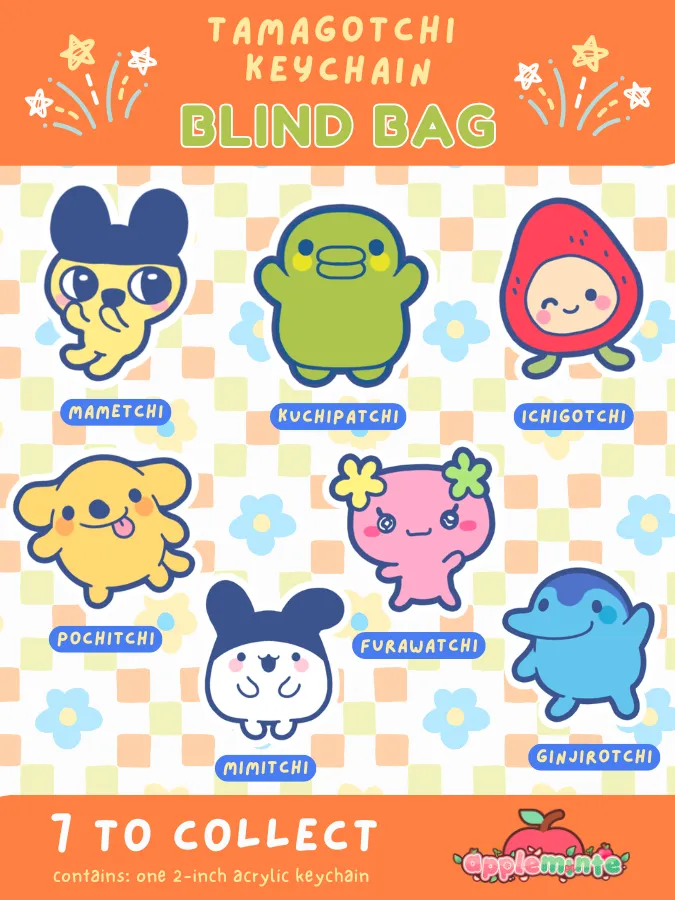 Appleminte Tamagotchi nøglering blind bag 5 cm