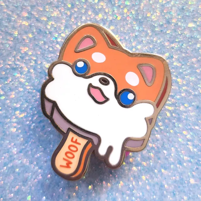 Appleminte Shiba Ice Pop pin 38 mm hard emalje guld