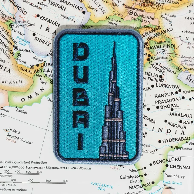 Vagabond Heart Dubai strygemærke tårn broderi