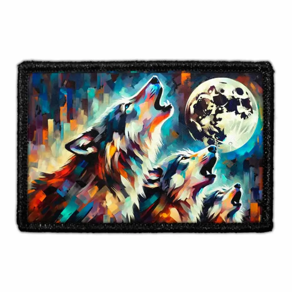 Pull Patch Wolves Howling Moon patch med velcro