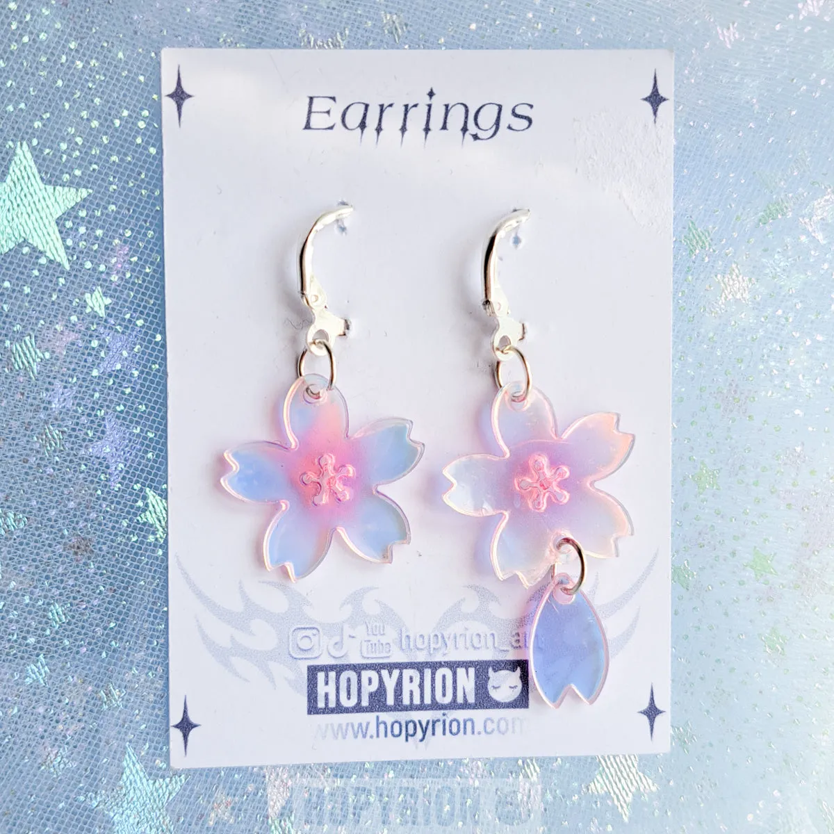 Hopyrion Pink Sakura øreringe iriserende akryl