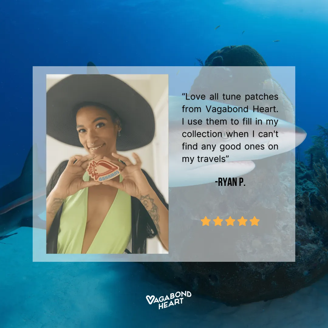 Vagabond Heart Bahamas strygemærke 57x102 mm broderet