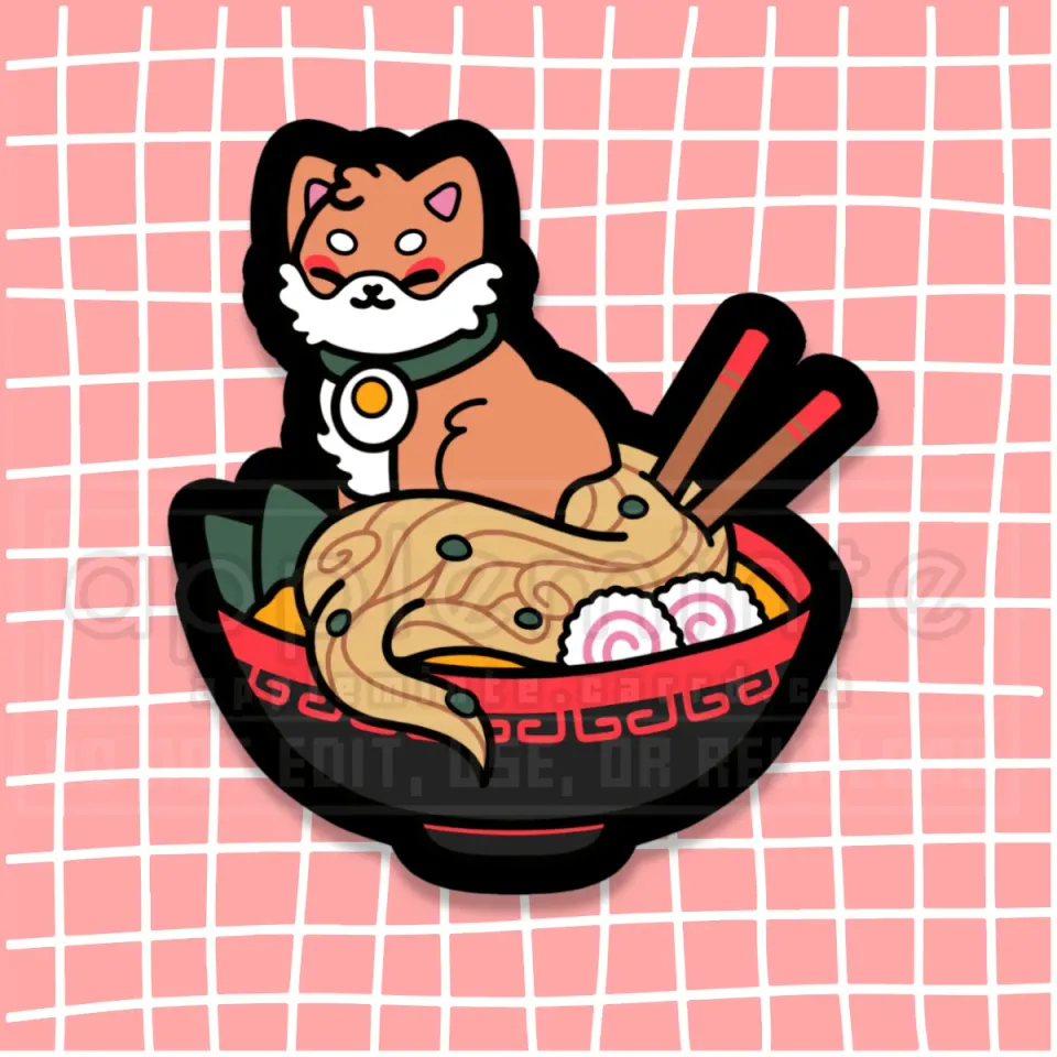 Appleminte Ramen Shiba klistermærke 7,6 cm mat
