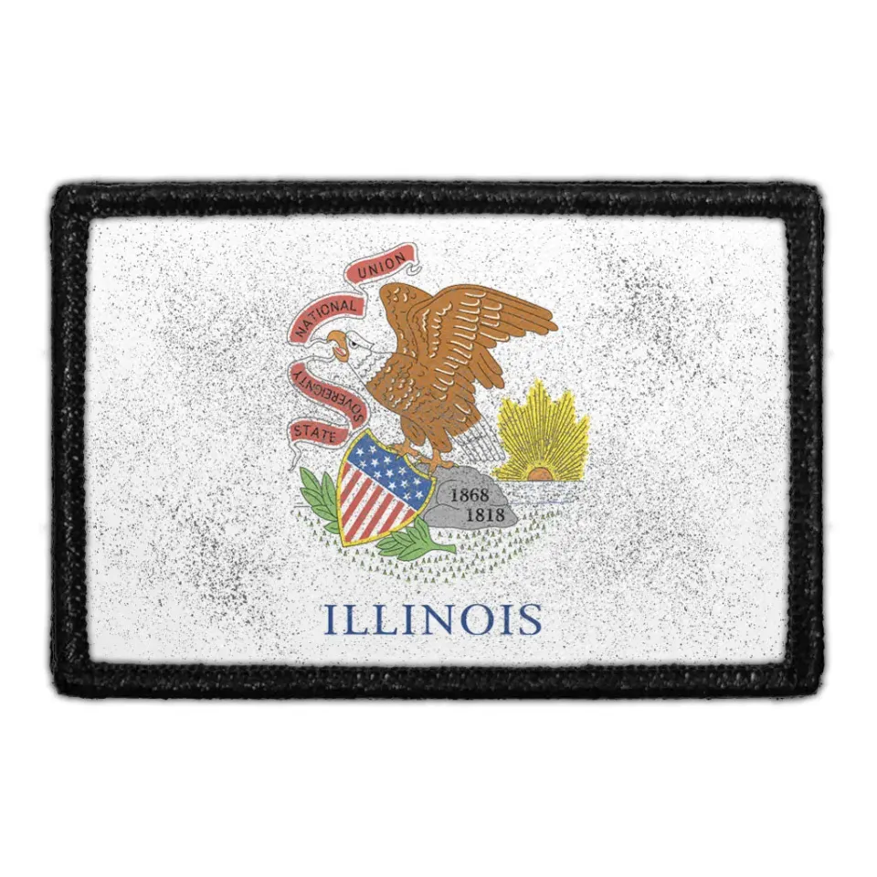 Pull Patch Illinois State Flag velcro patch distressed farve