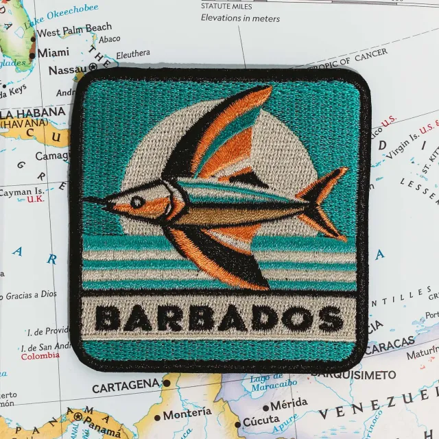 Vagabond Heart Barbados strygemærke fisk 70x66 mm
