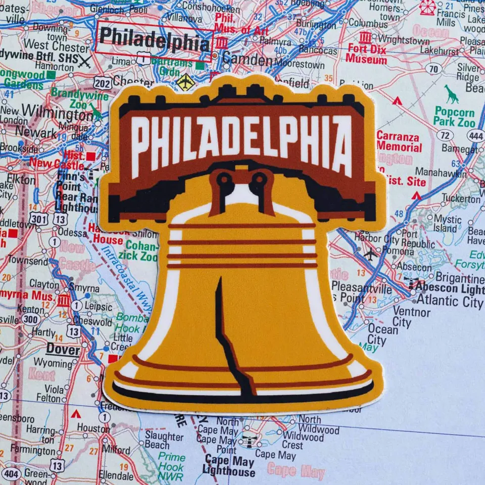 Vagabond Heart Philadelphia klistermærke Liberty Bell 76 mm