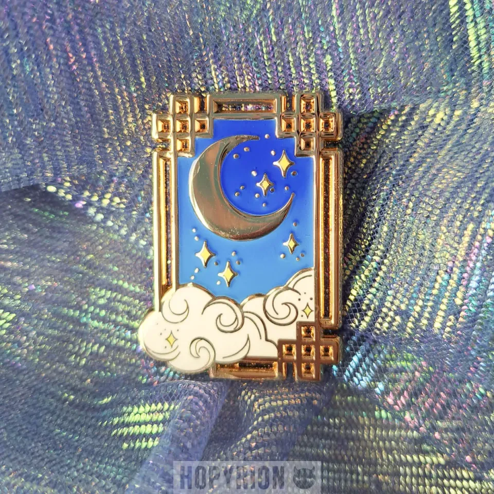 Hopyrion Moon Gaze emalje pin guld 4 cm