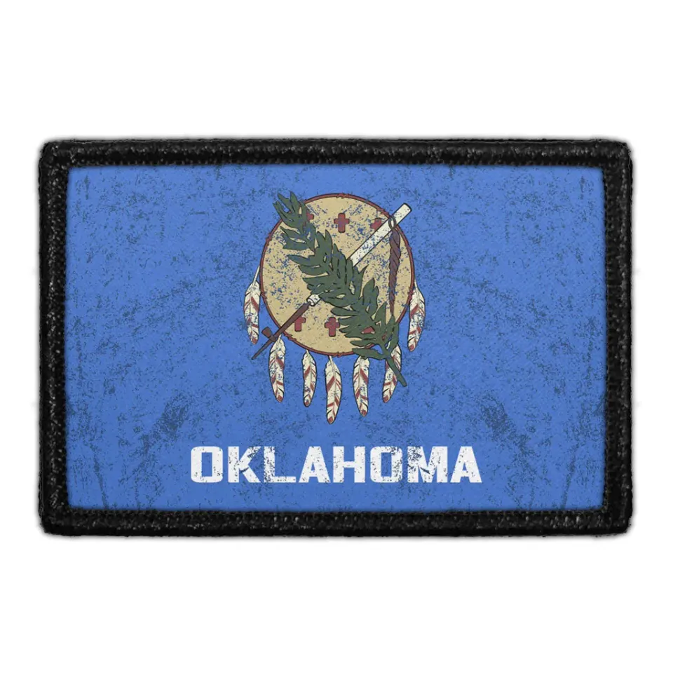 Pull Patch Oklahoma flag patch farve distressed