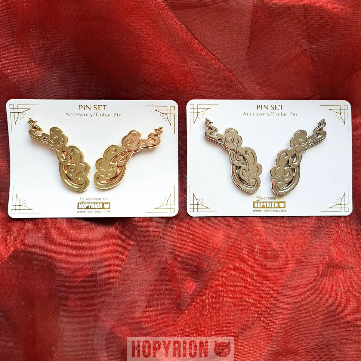 Hopyrion Kumo Crest pin sæt sølv 4 cm