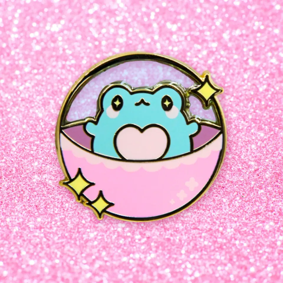 Appleminte Frog Gacha emaljepin guld 25 mm