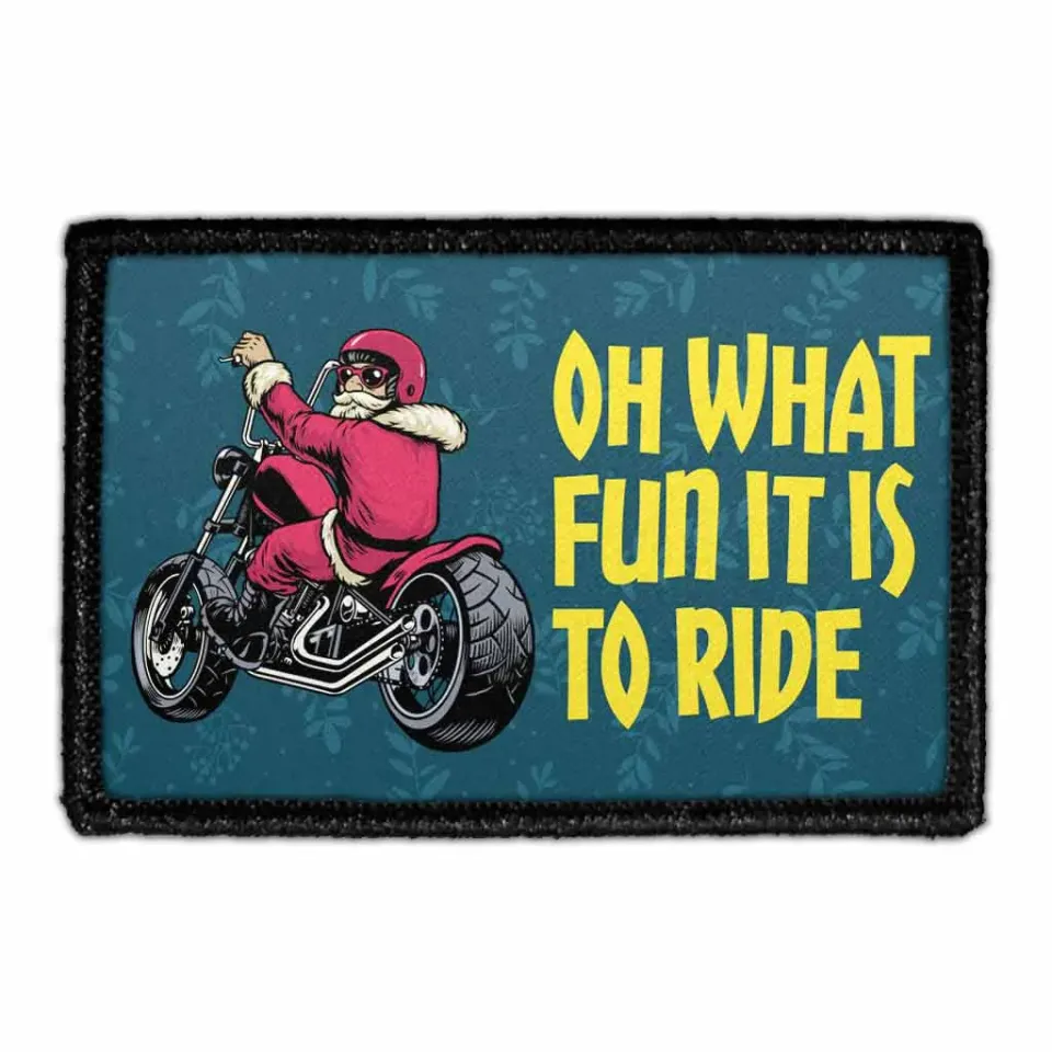 Pull Patch Santa On Motorcycle patch med velcro