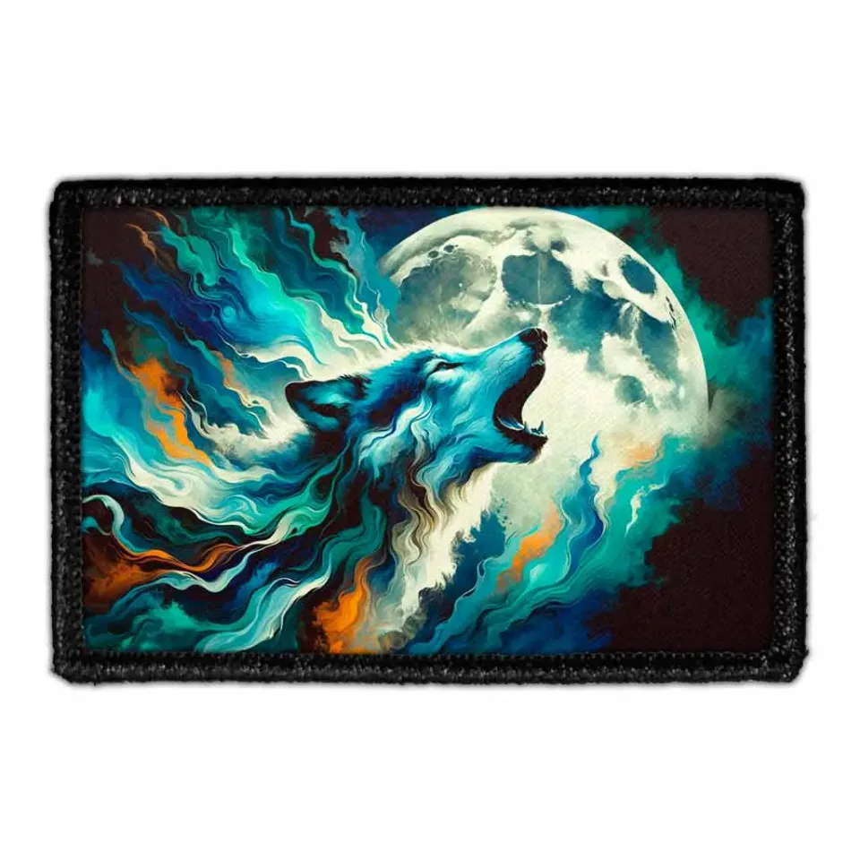 Pull Patch Aqua Noir Wolf Howling patch velcro ulv