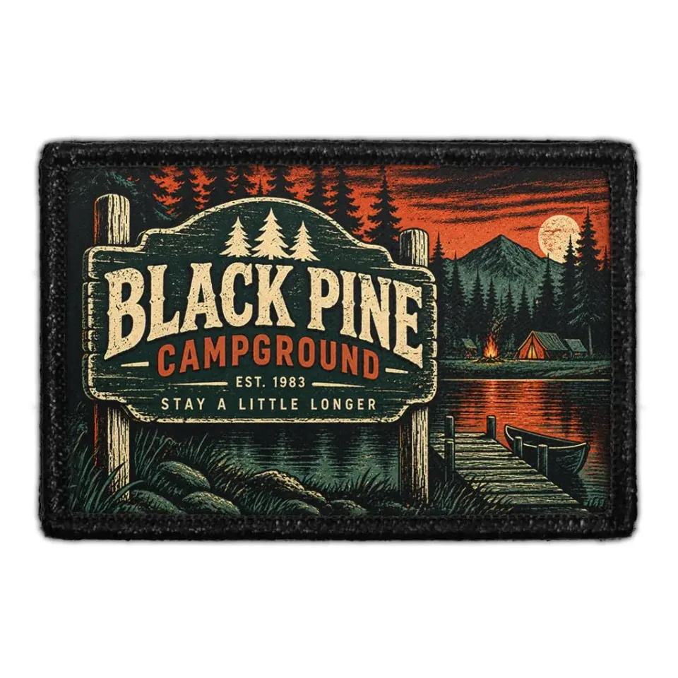 Pull Patch Black Pine Campground patch 3x2 halloween