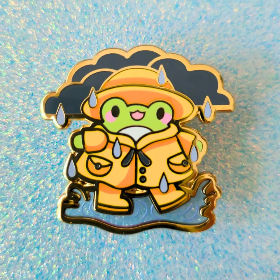 Appleminte Rainy Day Frog emaljepin guld transparent