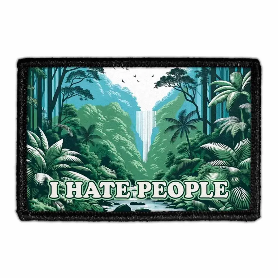 Pull Patch I Hate People Jungle Waterfall patch 7,6x5 cm sjov