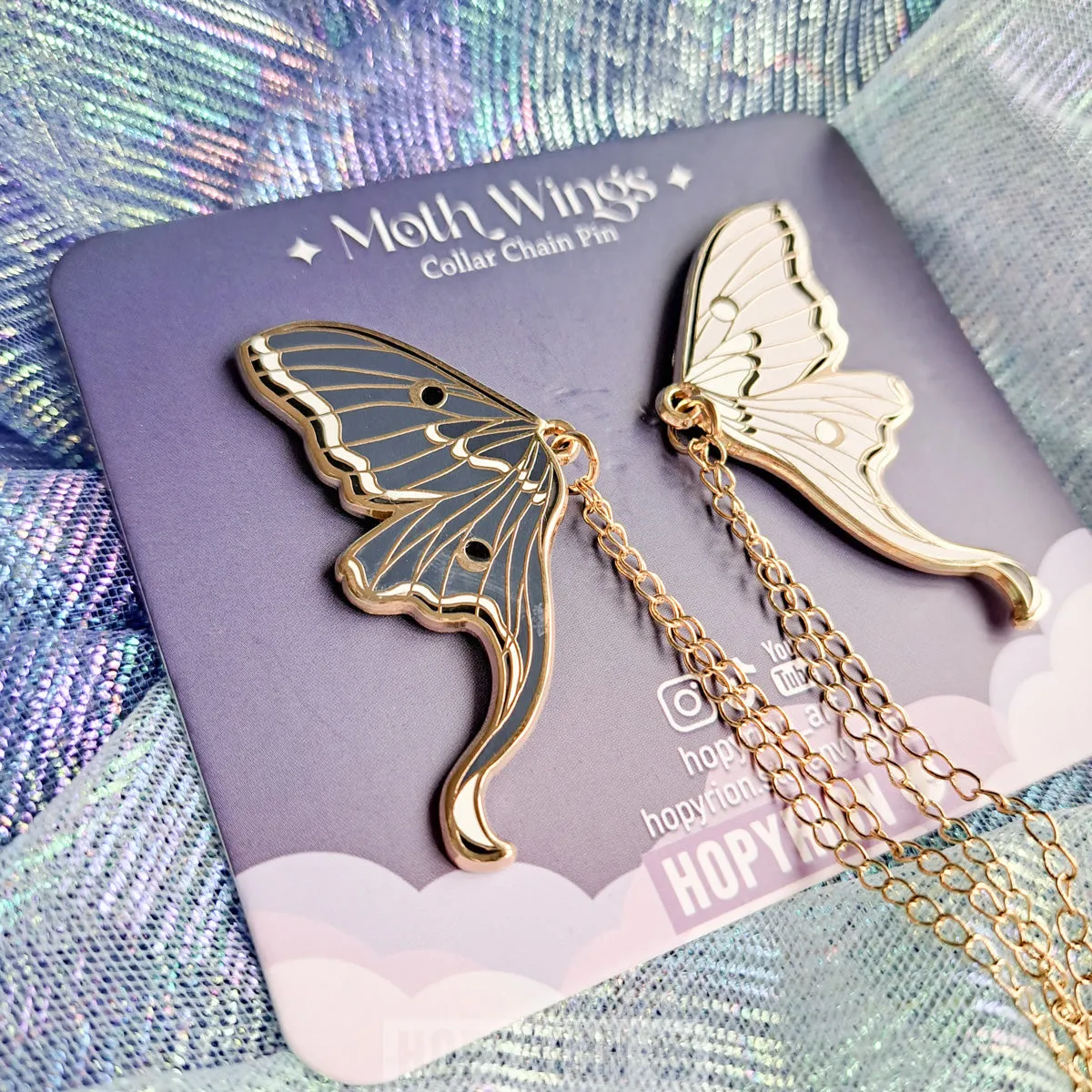 Hopyrion Moth Wings kravepin guld 5 cm