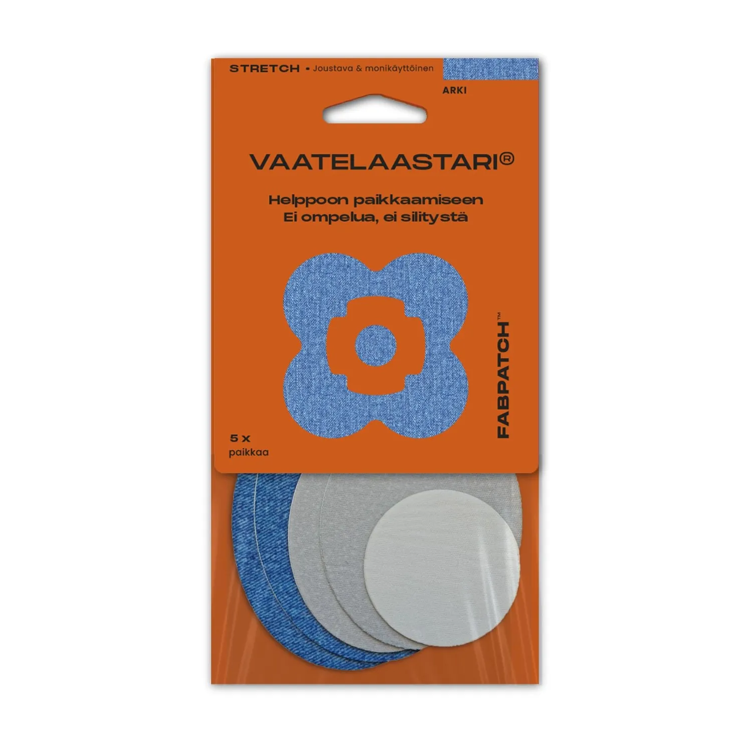 FabPatch Arki tekstillapper denim/grå/hvid 5-pak