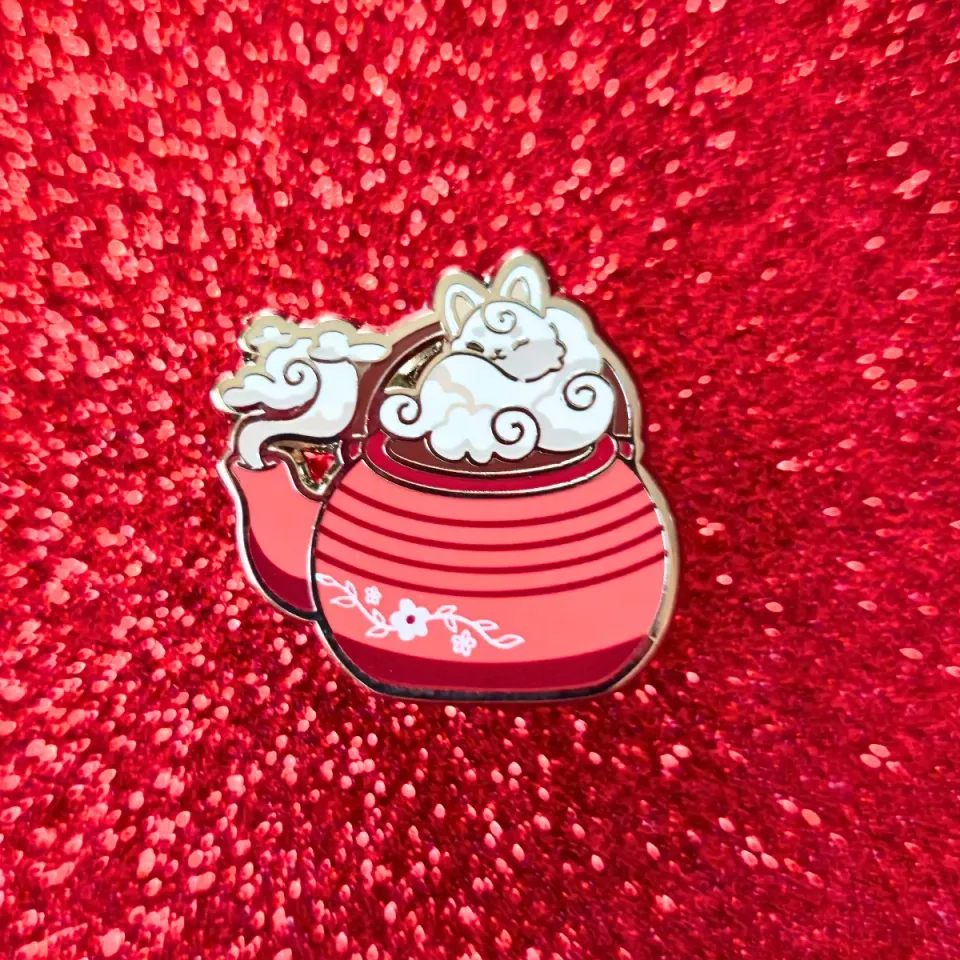 Appleminte Fox Tea emaljepin 25 mm guld