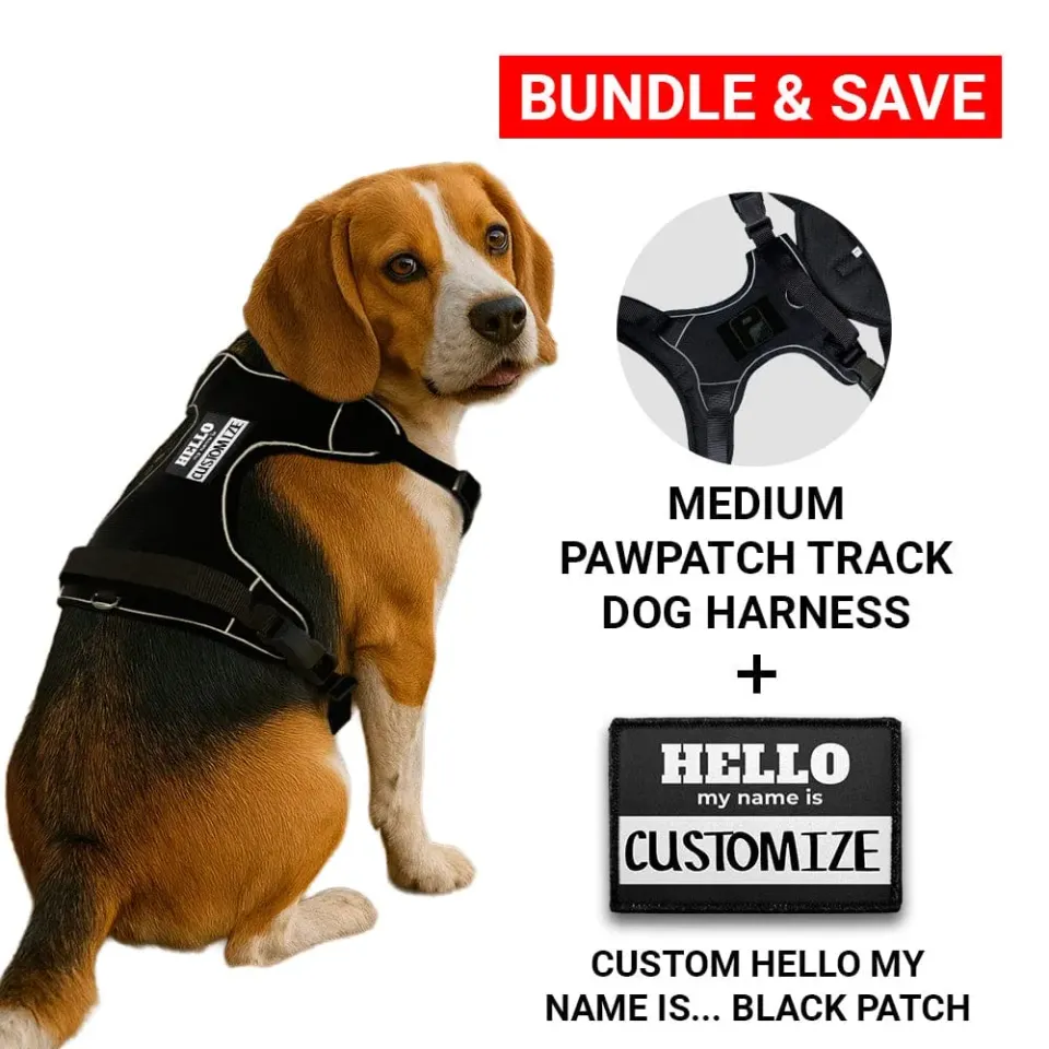 Pull Patch PawPatch Track hundesele medium sort custom navn
