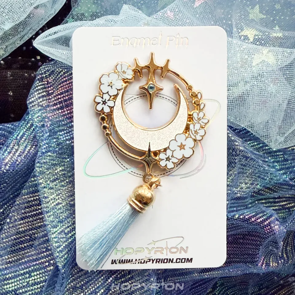 Hopyrion Moonlit Flower emaljepin guld 4 cm