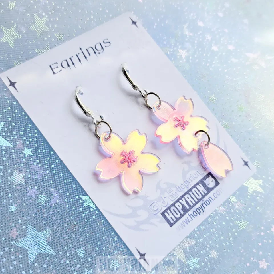 Hopyrion Pink Sakura øreringe iriserende akryl