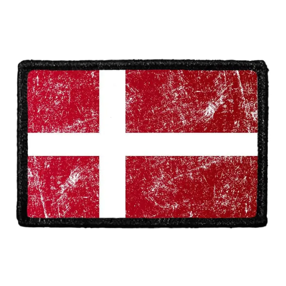 Pull Patch Denmark Flag Color Distressed patch Danmark