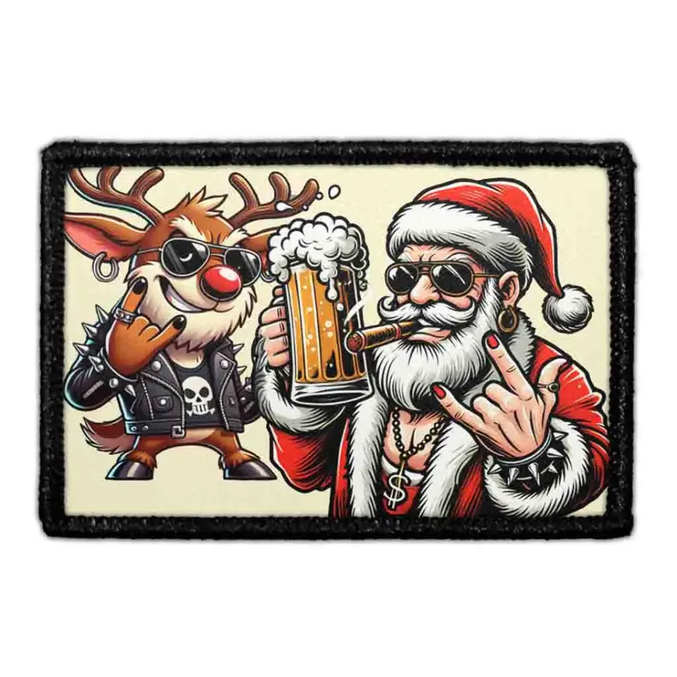Pull Patch Rockstar Santa patch til velcro – julemotiv